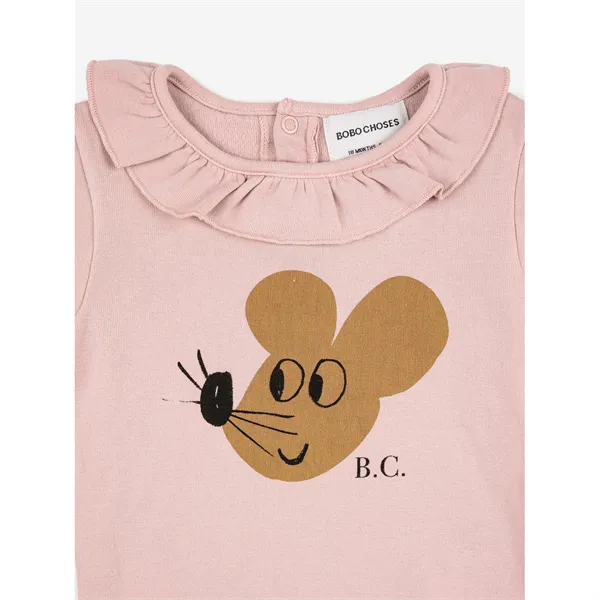 Bobo Choses Pink Mouse Ruffle Collar Body