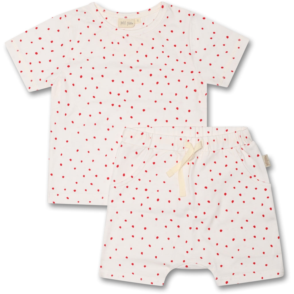 S/S Set Printed Bright Red