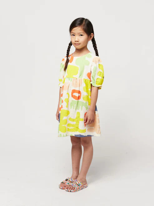 Bobo Choses Carnival all over puffed sleeve woven dress