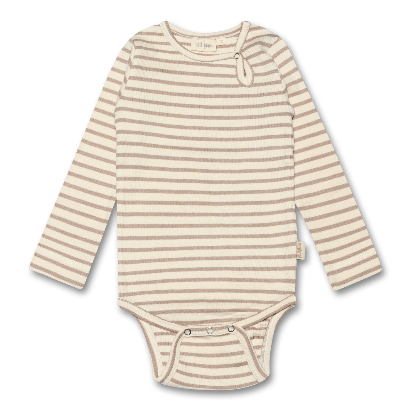 Petit piao  Body L/S Modal Striped Simply Taupe