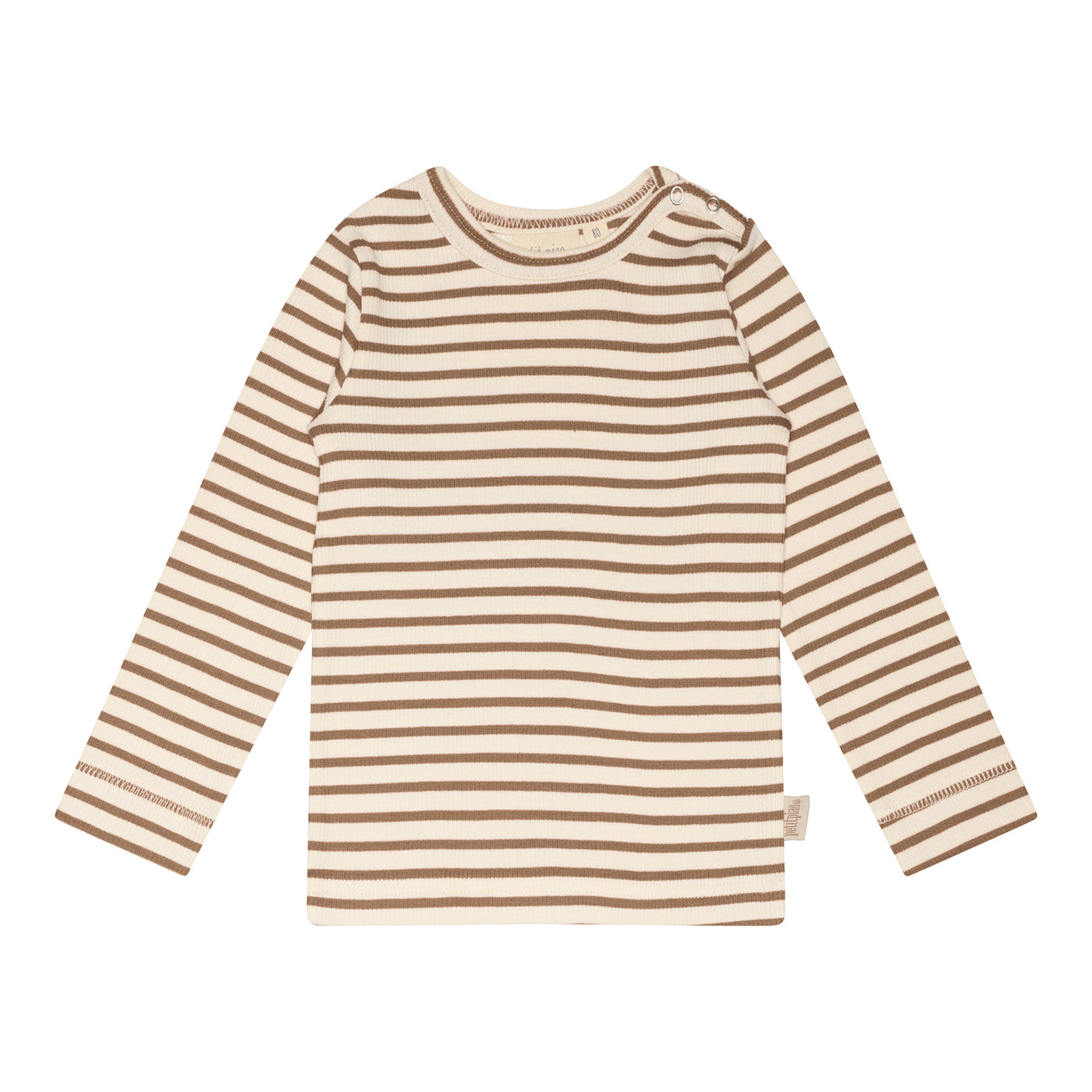 T-shirt L/S Modal Striped Walnut Brown.
