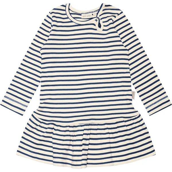 Petit Piao® Denim Blue/Off White Kjole Modal Striped