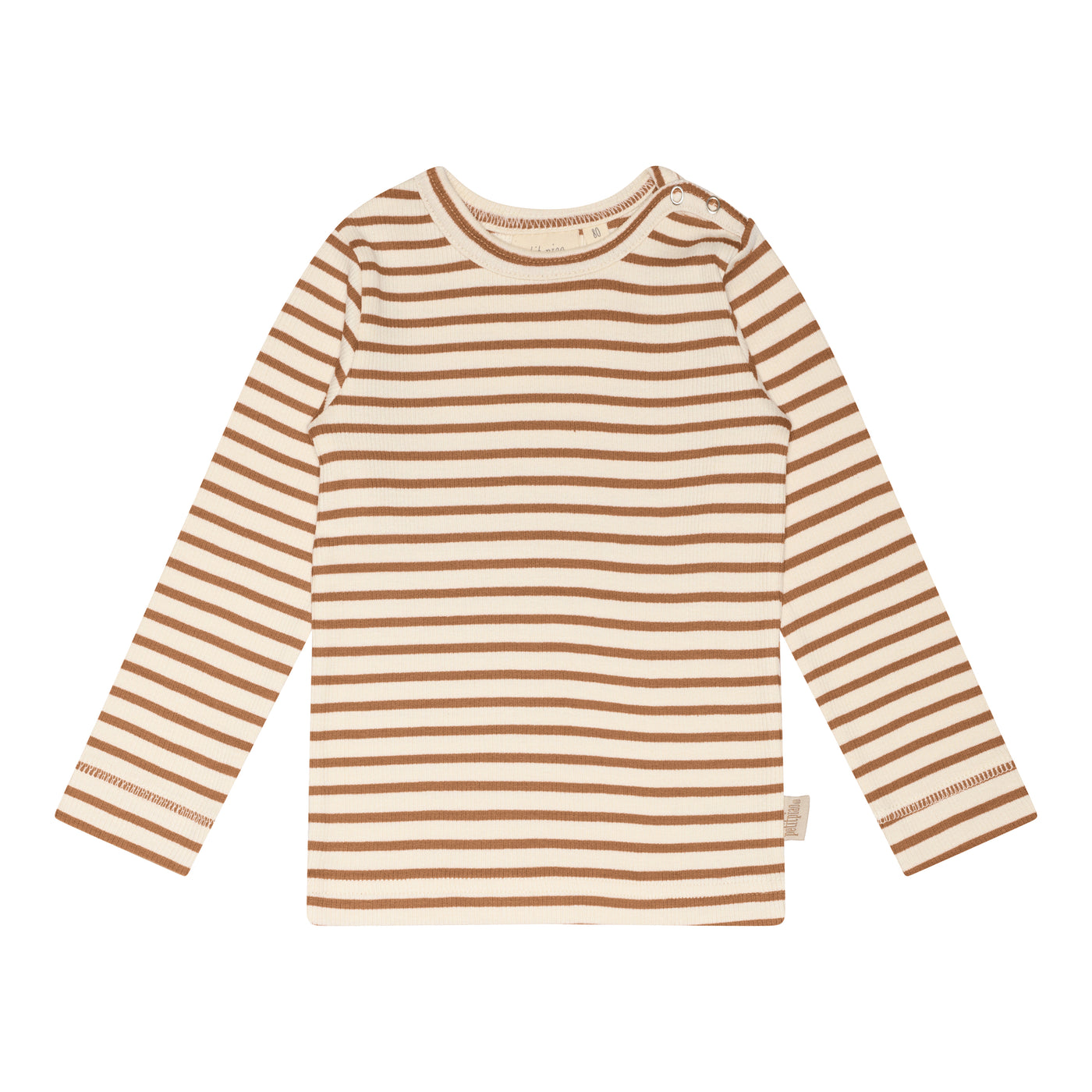 T-shirt L/S Modal Striped Caramel.